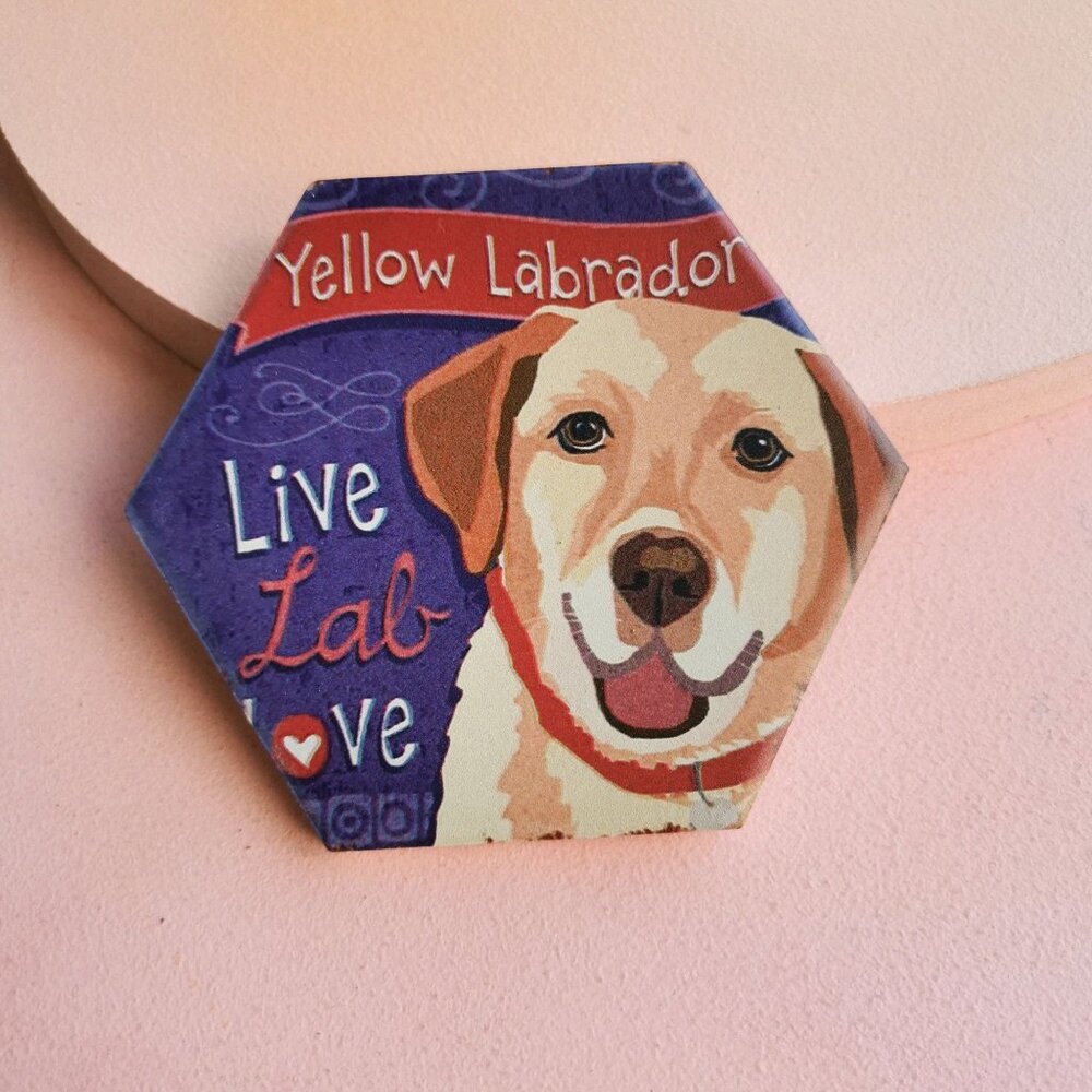 Yellow Labrador Live, Lab, Love Ceramic Coaster